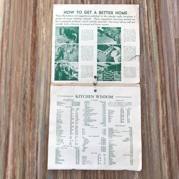 Home Builder 1942 Year Calendar with House Building Guide SM Simpson Kelowna - Picture 3 of 5